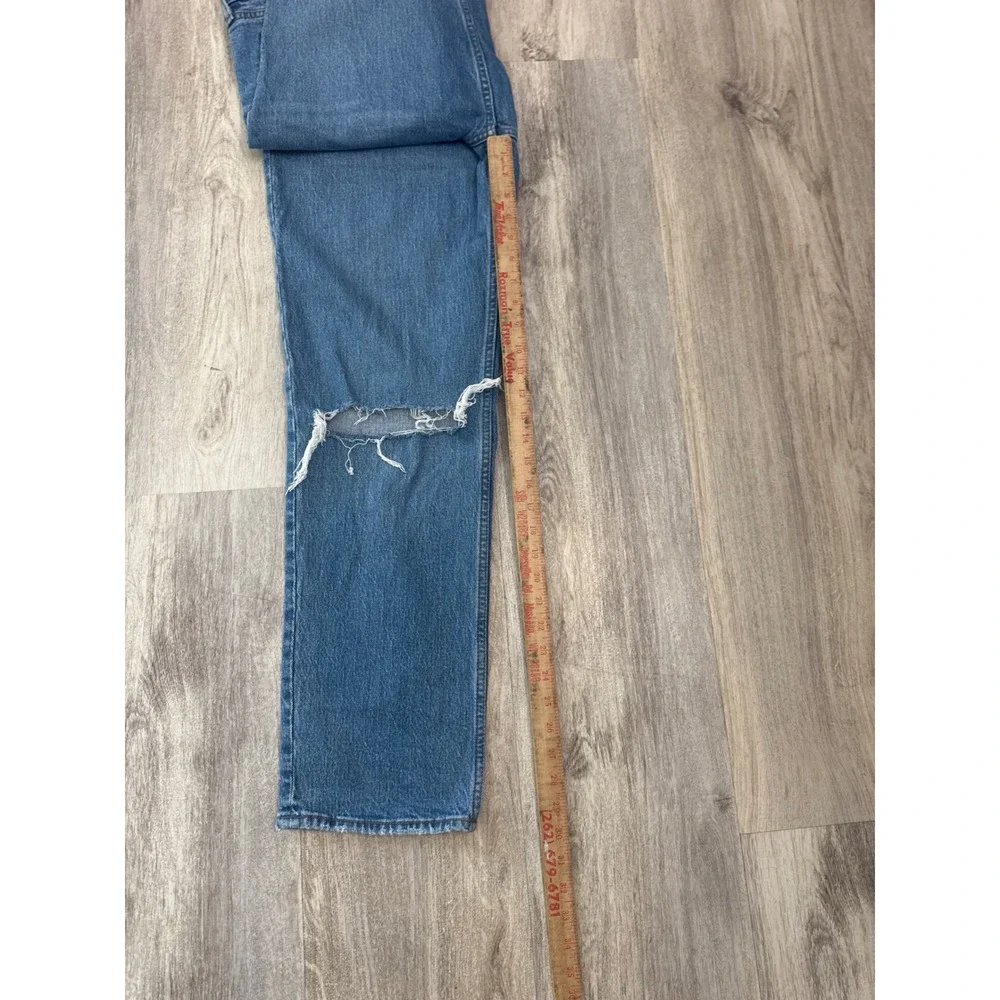 Abercrombie & Fitch The 90s Straight Mid Rise Distressed Jeans Blue 30 10R
